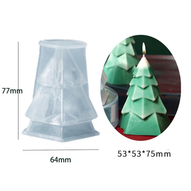 Moule à bougie en silicone 3D en forme de sapin de Noël - Pour la